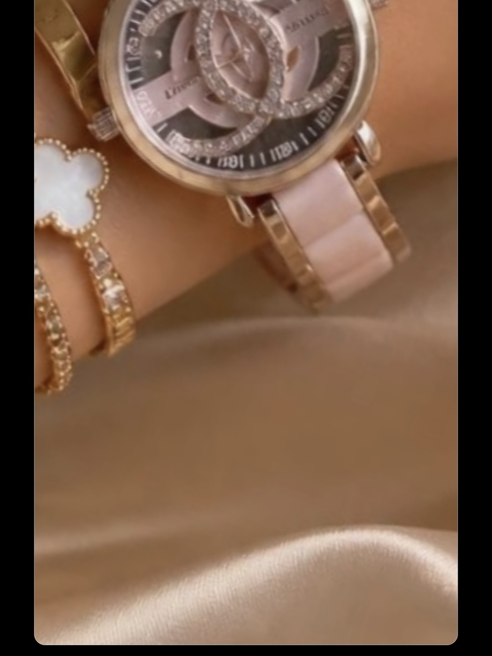 Women's Pink and Gold Metal-Link Bracelet Watch
